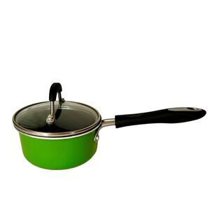 Green Cuisinart 1qt Stainless Steel Saucepan w Cover Lid #M5519-14AG Clean Retro